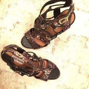 Multicolored Steve Madden Open Toe Heels